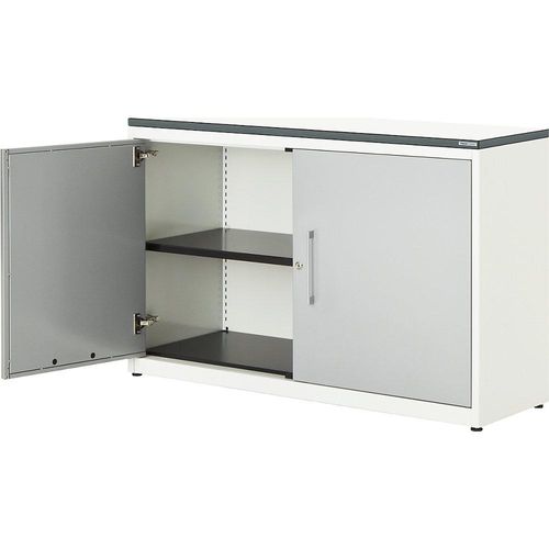 4250633328736 - mauser Flügeltürenschrank HxB 830 x 1200 mm Kunststoffplatte 1 Fachboden reinweiß weißaluminium weiß 4250633328736 - mauser Flügeltürenschrank HxB 830 x 1200 mm Kunststoffplatte 1 Fachboden reinweiß weißaluminium weiß