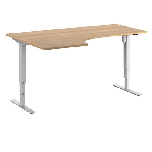 4061753266279 - Schreibtisch Atlanta elektrisch höhenverstellbar Ecke BxT 1800 x 1200 mm Buche weiß links kaiserkraft