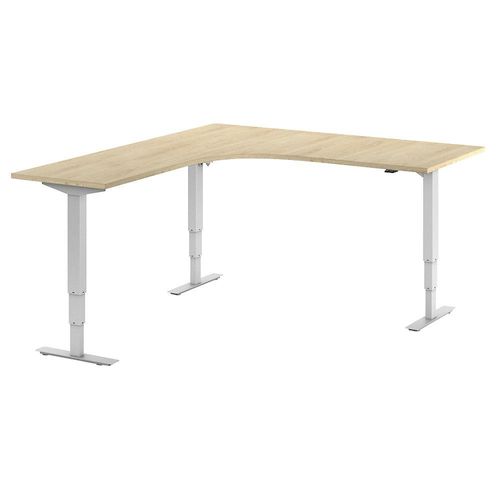 4061753259493 - Schreibtisch Atlanta elektrisch höhenverstellbar L-Form BxT 1800 x 2000 mm Eiche weiß links kaiserkraft 4061753259493 - Schreibtisch Atlanta elektrisch höhenverstellbar L-Form BxT 1800 x 2000 mm Eiche weiß links kaiserkraft