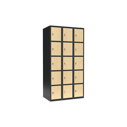 7042424831795 - 5er-Schließfachschrank Fydor 3 Abteile grau   Birke B 900 mm 3 Abteile flache Dachform Vorhängeschloss kaiserkraft