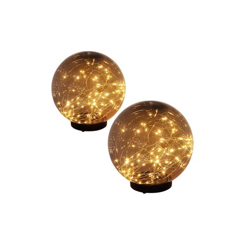 9007371565825 - 2er Set LED Solarlampen Kugel-Design Erdspieß rauchfarben 9007371565825 - 2er Set LED Solarlampen Kugel-Design Erdspieß rauchfarben
