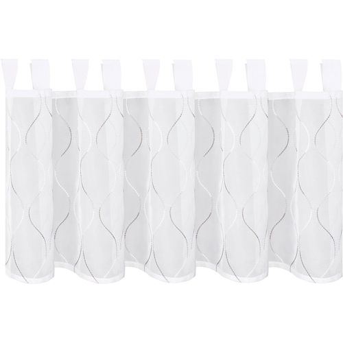 4007863688815 - Scheibengardine Eliette Gr 1 grau (grau weiß) B145cm H50cm Wirkware Polyester Gardinen SB-Schlaufenbistro ELIETTE
