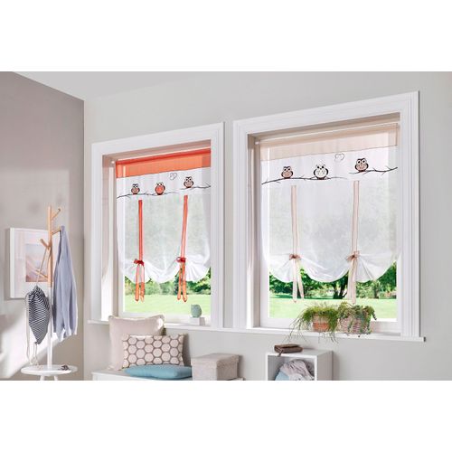 6930325417556 - Bindegardine MY HOME Java Gr 6 weiß (weiß terra) B100cm H140cm Voile Polyester Gardinen Fertiggardine transparent mit bestickten Eulen 6930325417556 - Bindegardine MY HOME Java Gr 6 weiß (weiß terra) B100cm H140cm Voile Polyester Gardinen Fertiggardine transparent mit bestickten Eulen