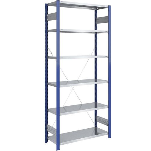 4061753028709 - eurokraft pro Lager-Steckregal Regalständer blau Boden verzinkt HxB 2500 x 1000 mm Grundregal Tiefe 500 mm 4061753028709 - eurokraft pro Lager-Steckregal Regalständer blau Boden verzinkt HxB 2500 x 1000 mm Grundregal Tiefe 500 mm