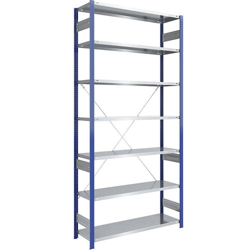 4250623788595 - eurokraft pro Lager-Steckregal Regalständer blau Boden verzinkt HxB 3000 x 1300 mm Grundregal Tiefe 500 mm