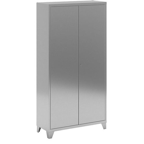4061753116727 - Edelstahl-Flügeltürenschrank mit Stollenfüßen mit 4 Böden HxBxT 1950 x 1000 x 400 mm kaiserkraft