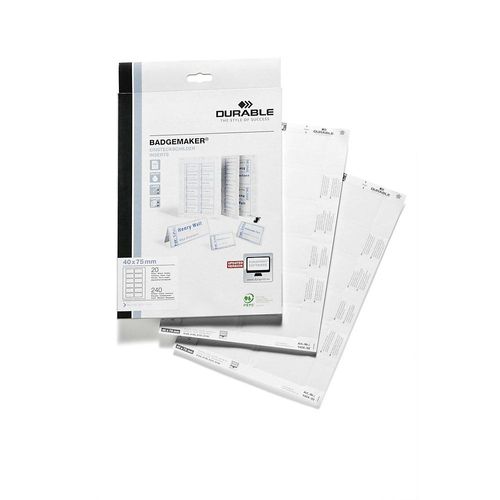 4005546140544 - DURABLE BADGEMAKER Einsteckschilderbögen für HxB 40 x 75 mm VE 1200 Stk abgerundete Ecken 4005546140544 - DURABLE BADGEMAKER Einsteckschilderbögen für HxB 40 x 75 mm VE 1200 Stk abgerundete Ecken