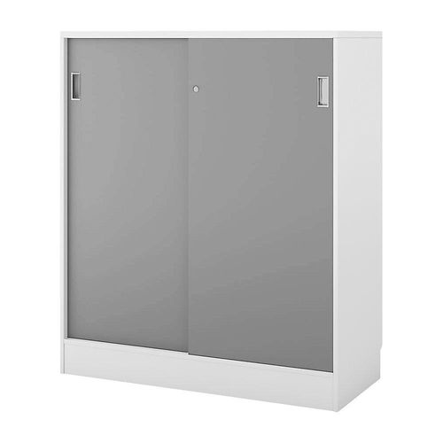 5905745101485 - Schrank Chicago mit Schiebetüren HxBxT 1353 x 1215 x 400 mm weiß   lichtgrau kaiserkraft