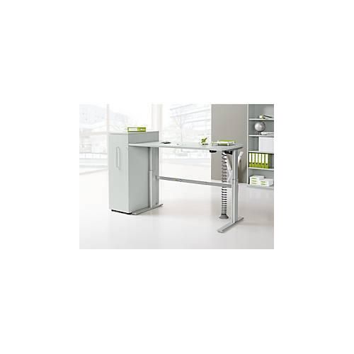 4250510870969 - Schreibtisch Standard elektrisch höhenverstellbar Rechteck C-Fuß B 1600 x T 800 x H 725-1185 mm lichtgrau weißaluminium RAL 9006 4250510870969 - Schreibtisch Standard elektrisch höhenverstellbar Rechteck C-Fuß B 1600 x T 800 x H 725-1185 mm lichtgrau weißaluminium RAL 9006