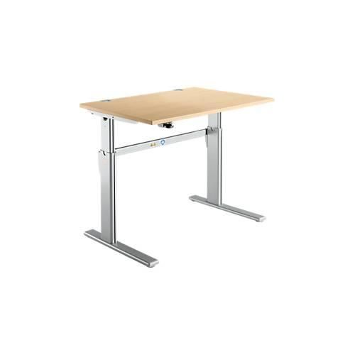4250510871898 - Schreibtisch Standard elektrisch höhenverstellbar Rechteck C-Fuß B 1200 x T 800 x H 725-1185 mm Ahorn weißaluminium RAL 9006