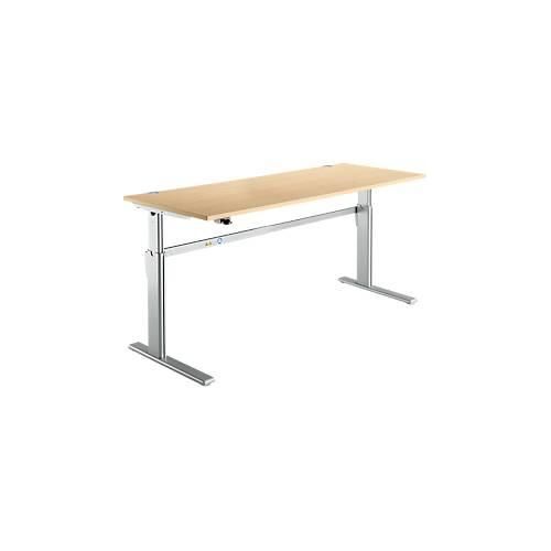 4250510871003 - Schreibtisch Standard elektrisch höhenverstellbar Rechteck C-Fuß B 1800 x T 800 x H 725-1185 mm Ahorn weißaluminium RAL 9006