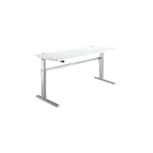 4250510870990 - Schreibtisch Standard elektrisch höhenverstellbar Rechteck C-Fuß B 1800 x T 800 x H 725-1185 mm lichtgrau weißaluminium RAL 9006