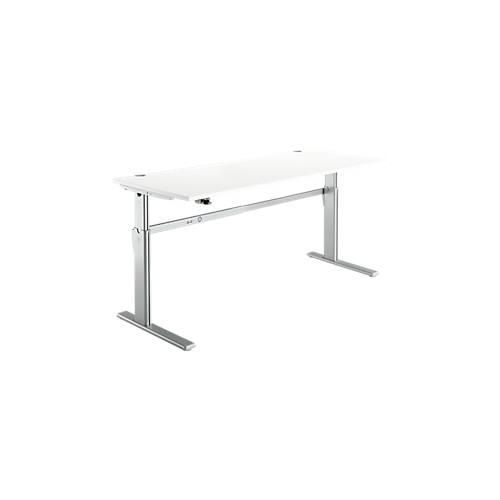 4250510872345 - Schreibtisch Standard elektrisch höhenverstellbar Rechteck C-Fuß B 1800 x T 800 x H 725-1185 mm weiß weißaluminium RAL 9006 4250510872345 - Schreibtisch Standard elektrisch höhenverstellbar Rechteck C-Fuß B 1800 x T 800 x H 725-1185 mm weiß weißaluminium RAL 9006