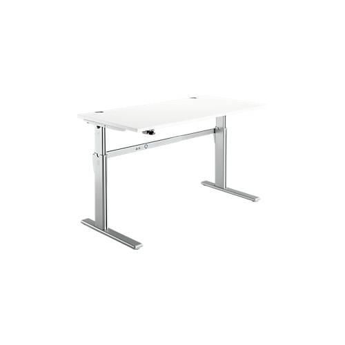 4250510872338 - Schreibtisch Standard elektrisch höhenverstellbar Rechteck C-Fuß B 1600 x T 800 x H 725-1185 mm weiß weißaluminium RAL 9006