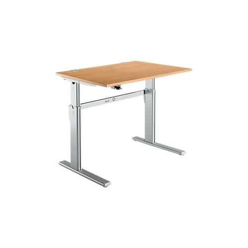 4250510871881 - Schreibtisch Standard elektrisch höhenverstellbar Rechteck C-Fuß B 1200 x T 800 x H 725-1185 mm Buche weißaluminium RAL 9006 4250510871881 - Schreibtisch Standard elektrisch höhenverstellbar Rechteck C-Fuß B 1200 x T 800 x H 725-1185 mm Buche weißaluminium RAL 9006