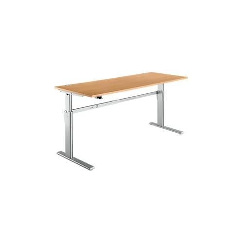 4250510871027 - Schreibtisch Standard elektrisch höhenverstellbar Rechteck C-Fuß B 1800 x T 800 x H 725-1185 mm Buche weißaluminium RAL 9006