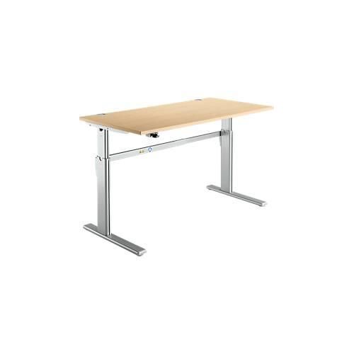 4250510870976 - Schreibtisch Standard elektrisch höhenverstellbar Rechteck C-Fuß B 1600 x T 800 x H 725-1185 mm Ahorn weißaluminium RAL 9006