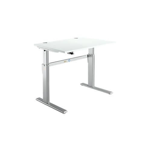 4250510871874 - Schreibtisch Standard elektrisch höhenverstellbar Rechteck C-Fuß B 1200 x T 800 x H 725-1185 mm lichtgrau weißaluminium RAL 9006