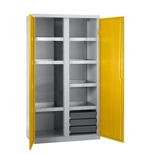 4031068146696 - Umweltschrank ohne Türlochung HxBxT 1800 x 1000 x 500 mm 7 Wannenböden lichtgrau   signalgelb kaiserkraft