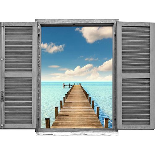 4049009363217 - Wandtattoo QUEENCE Steg im Meer Wandtattoos Gr B H T 80 cm x 60 cm x 01 cm Natur blau Wandtattoos Natur 4049009363217 - Wandtattoo QUEENCE Steg im Meer Wandtattoos Gr B H T 80 cm x 60 cm x 01 cm Natur blau Wandtattoos Natur