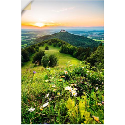 4062144682289 - Wandbild ARTLAND Burg Hohenzollern bei Sonnenuntergang Bilder Gr B H 60 cm x 90 cm Wandaufkleber - Vinyl Berge & Alpenbilder Hochformat 1 St grün Kunstdrucke als Alubild Leinwandbild Wandaufkleber oder Poster in versch Größen