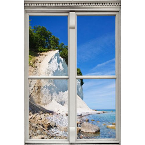 4049009494362 - Wandsticker QUEENCE Klippe blau B40cm H60cm T01cm Wandtattoos Wandsticker Wandbild selbstklebend 3D Fenster