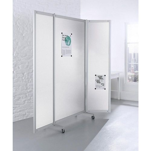 4260222866570 - Mobile Faltstellwand schwer entflammbar Alurahmen Tafelfläche magnetisch HxBxT 1900 x 2000 x 450 mm weiß kaiserkraft