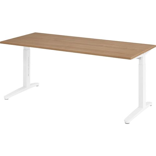 4032062169711 - eurokraft pro ANNY - Schreibtisch mit C-Fußgestell höhenverstellbar 650 - 850 mm Breite 1800 mm Nussbaum-Dekor   weiß