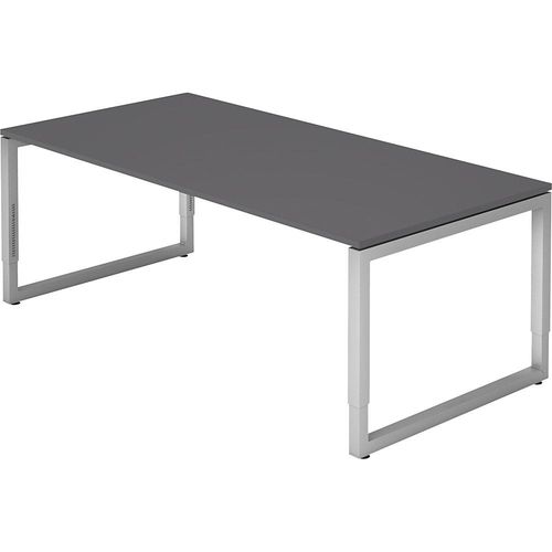 4032062323403 - eurokraft pro Schreibtisch mit Gestell aus Vierkant-Stahlrohr Höhe 650 - 850 mm BxT 2000 x 1000 mm graphit alusilber 4032062323403 - eurokraft pro Schreibtisch mit Gestell aus Vierkant-Stahlrohr Höhe 650 - 850 mm BxT 2000 x 1000 mm graphit alusilber