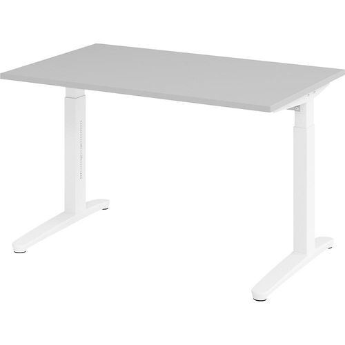 4032062169179 - eurokraft pro ANNY - Schreibtisch mit C-Fußgestell höhenverstellbar 650 - 850 mm Breite 1200 mm lichtgrau   weiß