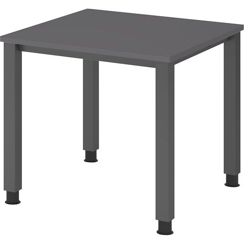 4032062323274 - QS08 höhenverstellbarer Schreibtisch grafit quadratisch 4-Fuß-Gestell grau 800 x 800 cm