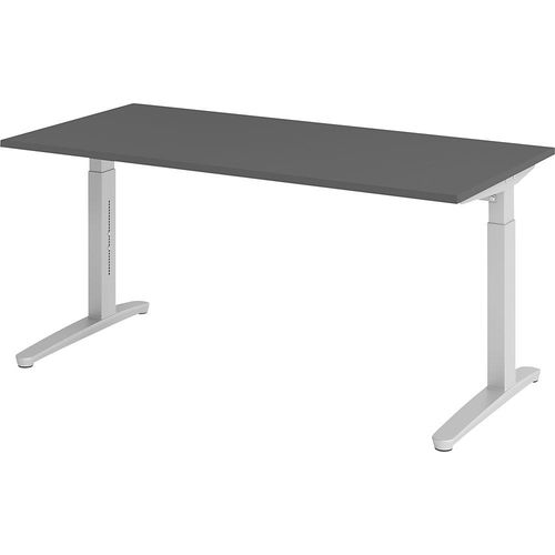 4032062323984 - eurokraft pro ANNY - Schreibtisch mit C-Fußgestell höhenverstellbar 650 - 850 mm Breite 1600 mm graphit   alusilber