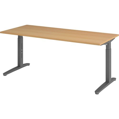 4032062172599 - eurokraft pro ANNY - Schreibtisch mit C-Fußgestell höhenverstellbar 650 - 850 mm Breite 1800 mm Buche graphit 4032062172599 - eurokraft pro ANNY - Schreibtisch mit C-Fußgestell höhenverstellbar 650 - 850 mm Breite 1800 mm Buche graphit