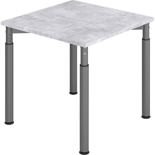 4032062184660 - VERA-ZWO - Schreibtisch mit 4-Fuß-Gestell höhenverstellbar Tiefe 800 mm Breite 800 mm Beton-Optik   graphit kaiserkraft