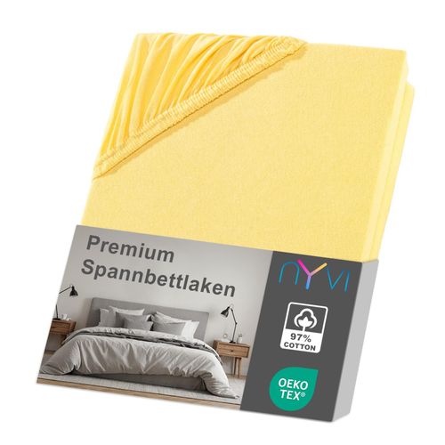 4255636633849 - NYVI Spannbettlaken DreamScience Premium - Komfort Spannbetttuch 190g m² Einlaufschutz Bügelfrei mit Gummizug Farbegelb Größe180 - 200x220 + 40 cm Boxspringbett 4255636633849 - NYVI Spannbettlaken DreamScience Premium - Komfort Spannbetttuch 190g m² Einlaufschutz Bügelfrei mit Gummizug Farbegelb Größe180 - 200x220 + 40 cm Boxspringbett