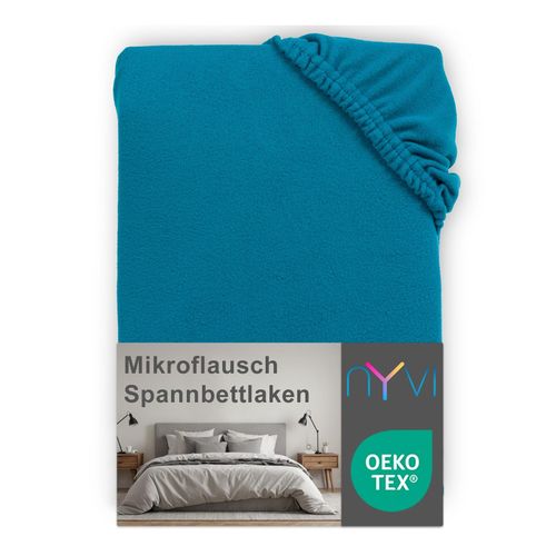 4255636634778 - NYVI Spannbettlaken DreamScience Mikroflausch - Kuschelweiches & Wärmendes Bettlaken Spannbetttuch Farbepetrol Größe180x200 - 200x200 cm