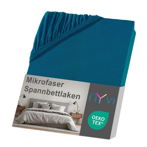 4255636632132 - NYVI Spannbettlaken DreamScience Mikrofaser - Weich & Anschmiegsam Rundumgummizug Bügelfrei Farbepetrol Größe180x200 - 200x200 cm