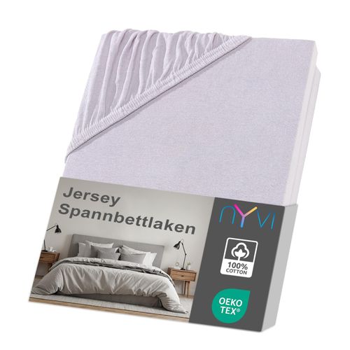 4255636631364 - NYVI Jersey Spannbettlaken DreamScience für Matratzen bis 22 cm Höhe - Weich & Anschmiegsam Rundumgummizug Bügelfrei Farbesilber Größe180x200 - 200x200 cm