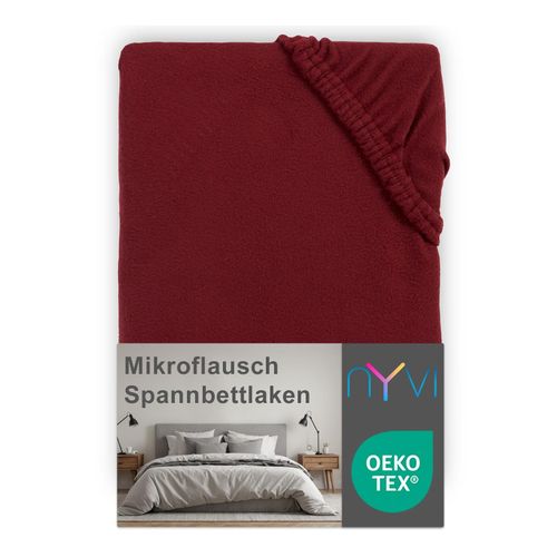 4255636634792 - NYVI Spannbettlaken DreamScience Mikroflausch - Kuschelweiches & Wärmendes Bettlaken Spannbetttuch Farbebordeaux Größe180x200 - 200x200 cm