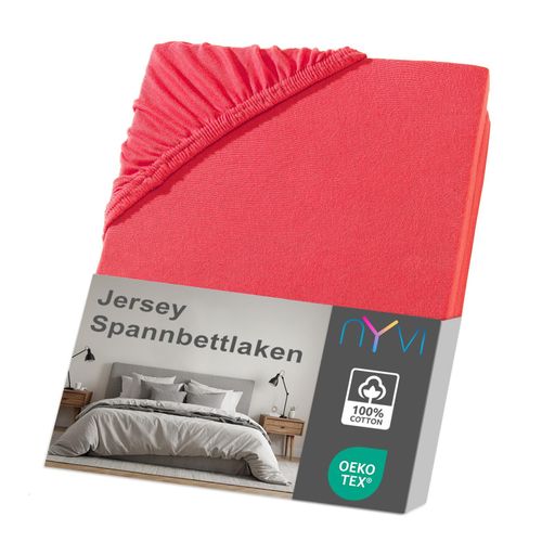4255636630701 - NYVI Jersey Spannbettlaken DreamScience für Matratzen bis 22 cm Höhe - Weich & Anschmiegsam Rundumgummizug Bügelfrei Farberot Größe90x200 - 100x200 cm 4255636630701 - NYVI Jersey Spannbettlaken DreamScience für Matratzen bis 22 cm Höhe - Weich & Anschmiegsam Rundumgummizug Bügelfrei Farberot Größe90x200 - 100x200 cm