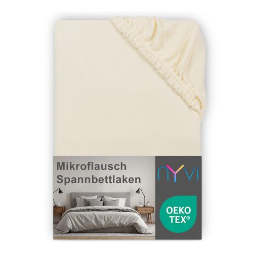 4255636634860 - NYVI Spannbettlaken DreamScience Mikroflausch - Kuschelweiches & Wärmendes Bettlaken Spannbetttuch Farbenatur Größe180 - 200x220 + 40 cm Boxspringbett