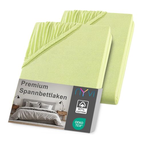 4255636638875 - NYVI Spannbettlaken DreamScience Premium - Komfort Spannbetttuch 190g m² Einlaufschutz Bügelfrei mit Gummizug Farbeapfelgrün Größe180 - 200x220 + 40 cm Boxspringbett (2er Pack) 4255636638875 - NYVI Spannbettlaken DreamScience Premium - Komfort Spannbetttuch 190g m² Einlaufschutz Bügelfrei mit Gummizug Farbeapfelgrün Größe180 - 200x220 + 40 cm Boxspringbett (2er Pack)