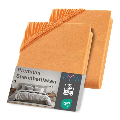 4255636638844 - NYVI Spannbettlaken DreamScience Premium - Komfort Spannbetttuch 190g m² Einlaufschutz Bügelfrei mit Gummizug Farbeorange Größe180 - 200x220 + 40 cm Boxspringbett (2er Pack) 4255636638844 - NYVI Spannbettlaken DreamScience Premium - Komfort Spannbetttuch 190g m² Einlaufschutz Bügelfrei mit Gummizug Farbeorange Größe180 - 200x220 + 40 cm Boxspringbett (2er Pack)