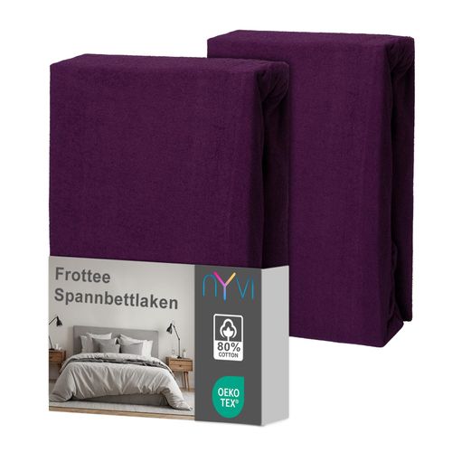 4255636639179 - NYVI Spannbettlaken DreamScience Frottee - Warm und Kuschelig hohe Feuchtigkeitsaufnahme schnell trocknend - Frottier Spannbetttuch Bettlaken Farbeaubergine Größe180x200 - 200x200 cm (2er Pack) 4255636639179 - NYVI Spannbettlaken DreamScience Frottee - Warm und Kuschelig hohe Feuchtigkeitsaufnahme schnell trocknend - Frottier Spannbetttuch Bettlaken Farbeaubergine Größe180x200 - 200x200 cm (2er Pack)