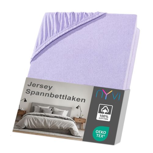 4255636630923 - NYVI Jersey Spannbettlaken DreamScience für Matratzen bis 22 cm Höhe - Weich & Anschmiegsam Rundumgummizug Bügelfrei Farbeflieder Größe140x200 - 160x200 cm