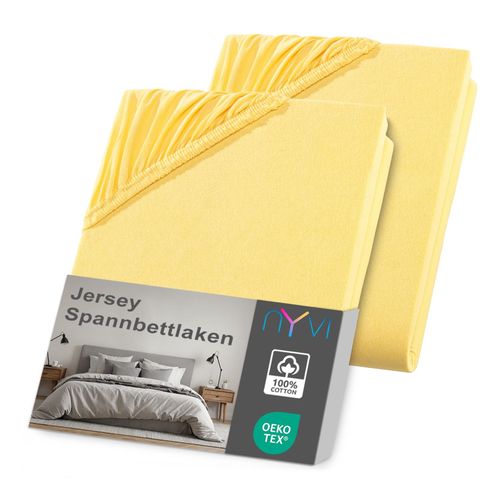 4255636635942 - NYVI Jersey Spannbettlaken DreamScience für Matratzen bis 22 cm Höhe - Weich & Anschmiegsam Rundumgummizug Bügelfrei Farbegelb Größe140x200 - 160x200 cm (2er Pack) 4255636635942 - NYVI Jersey Spannbettlaken DreamScience für Matratzen bis 22 cm Höhe - Weich & Anschmiegsam Rundumgummizug Bügelfrei Farbegelb Größe140x200 - 160x200 cm (2er Pack)