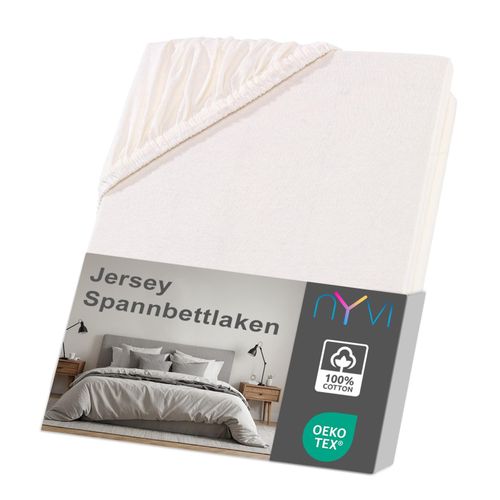 4255636630848 - NYVI Jersey Spannbettlaken DreamScience für Matratzen bis 22 cm Höhe - Weich & Anschmiegsam Rundumgummizug Bügelfrei Farbenatur Größe140x200 - 160x200 cm