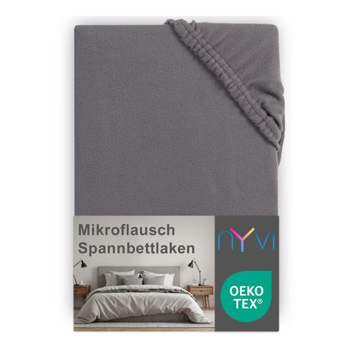 4255636634839 - NYVI Spannbettlaken DreamScience Mikroflausch - Kuschelweiches & Wärmendes Bettlaken Spannbetttuch Farbeanthrazit Größe180x200 - 200x200 cm