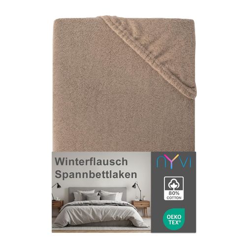 4255636634433 - NYVI Spannbettlaken DreamScience Winterflausch für Matratzen bis 22 cm Höhe - Wärmendes & Kuschelweiches Winter Bettlaken Spannbetttuch Farbenougat Größe140x200 - 160x200 cm 4255636634433 - NYVI Spannbettlaken DreamScience Winterflausch für Matratzen bis 22 cm Höhe - Wärmendes & Kuschelweiches Winter Bettlaken Spannbetttuch Farbenougat Größe140x200 - 160x200 cm