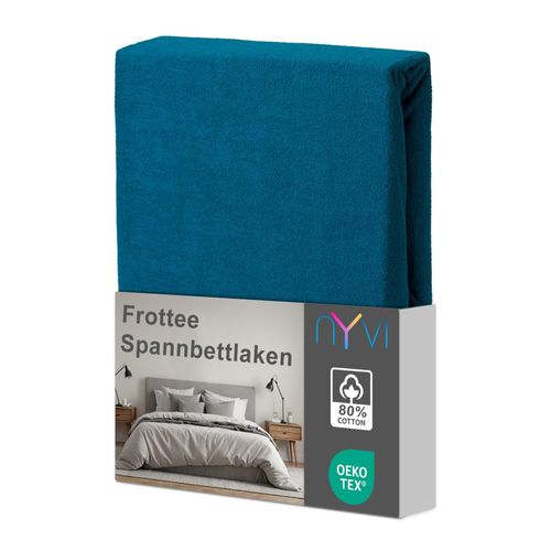 4255636634068 - NYVI Spannbettlaken DreamScience Frottee - Warm und Kuschelig hohe Feuchtigkeitsaufnahme schnell trocknend - Frottier Spannbetttuch Bettlaken Farbepetrol Größe140x200 - 160x200 cm 4255636634068 - NYVI Spannbettlaken DreamScience Frottee - Warm und Kuschelig hohe Feuchtigkeitsaufnahme schnell trocknend - Frottier Spannbetttuch Bettlaken Farbepetrol Größe140x200 - 160x200 cm